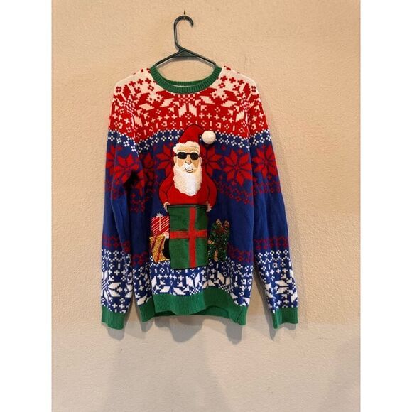 Jolly Women's Christmas Crew Neck Long Sleeve Holiday Sweater Multicolor Large - Picture 1 of 2